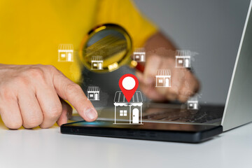 Local marketplace e-commerce concept, local seo strategy, local search optimization