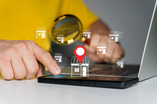 Local marketplace e-commerce concept, local seo strategy, local search optimization