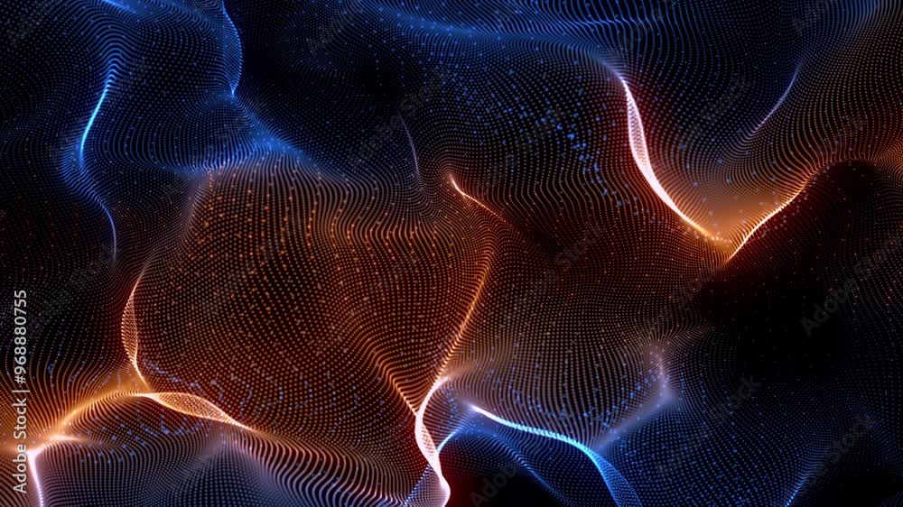 Poster abstract glowing fractal waves video loop. design background for technology, christmas, art pattern 