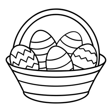 recommend clip art: basket with easter eggs outline coloring book page line art drawing