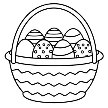 recommend clip art: basket with easter eggs outline coloring book page line art drawing