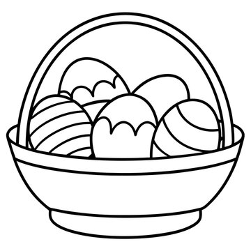 recommend clip art: basket with easter eggs outline coloring book page line art drawing