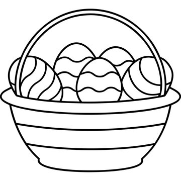 recommend clip art: basket with easter eggs outline coloring book page line art drawing