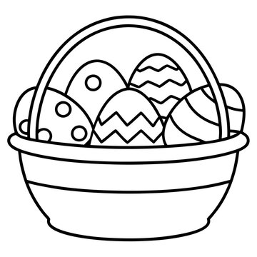 recommend clip art: basket with easter eggs outline coloring book page line art drawing