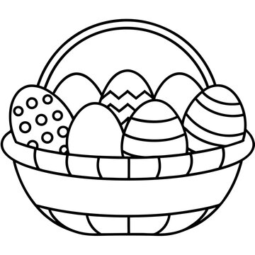 recommend clip art: basket with easter eggs outline coloring book page line art drawing