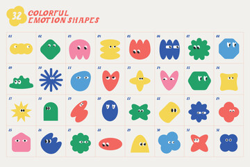Colorful Emotion Shapes - Illustration Set