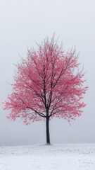 A cherry blossom tree set against a soft background, highlighting its natural beauty in a clean, minimalist composition.