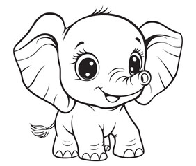 Elephant cartoon page cute animals vector illustration 
