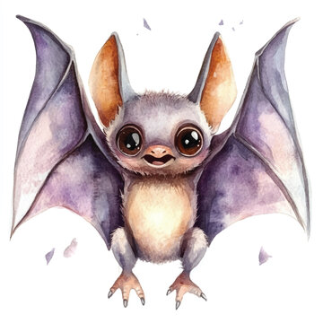 recommend clip art: bat watercolor clipart illustration isolated