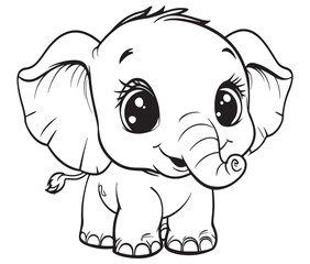 Elephant cartoon page cute animals vector illustration 