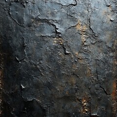 Naklejka premium Close-up of Rough, Cracked, Black Rock Surface