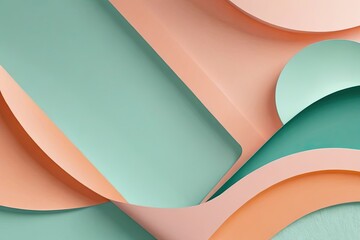 Abstract Paper Art, Colorful Curves, Minimalist Design on grainy gradient colorful with copy space for any design