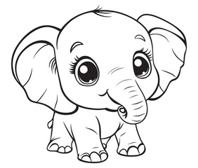 Elephant cartoon page cute animals vector illustration 