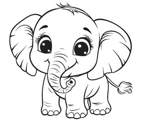Elephant cartoon page cute animals vector illustration 