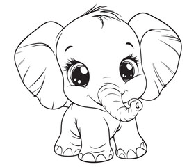 Elephant cartoon page cute animals vector illustration 