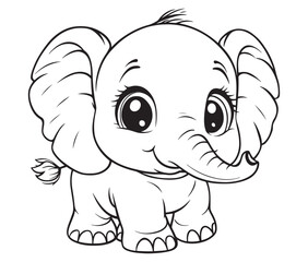 Elephant cartoon page cute animals vector illustration 