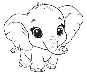 Elephant cartoon page cute animals vector illustration 