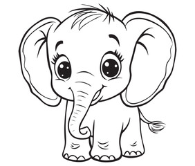 Elephant cartoon page cute animals vector illustration 