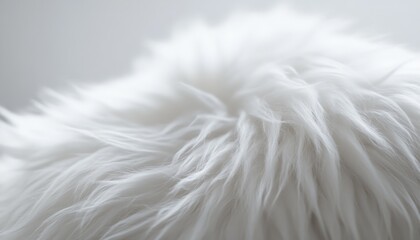 Fototapeta premium A white fluffy fur with a clean background
