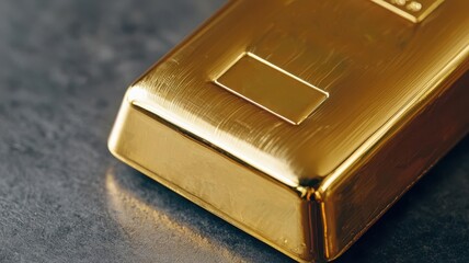 Close-up of a gold bar with engraved serial numbers, Gold investment, wealth, secure asset