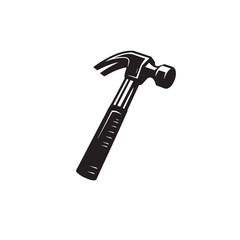 Hammer silhouette. Hammer logo, icon vector design black and white.