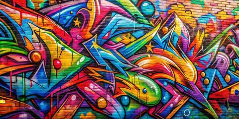 Fototapeta premium Colorful and edgy street art graffiti texture perfect for wallpaper background