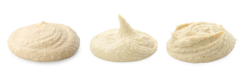 Tasty hummus on white background. Chickpea dish