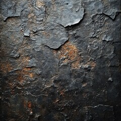 Close-up of Cracked and Weathered Dark Surface with Rust
