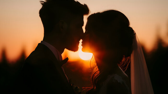 Stylish Wedding Photo Shoot Nature Sunset.