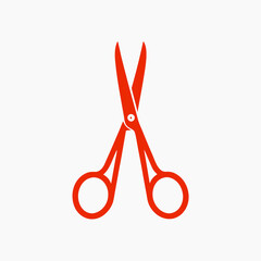 Red surgical scissors on a minimalistic background representing precision and medical tools in healthcare