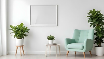 Photo modern style interior room 3d illustration Interior frame living room with colorful white sofa