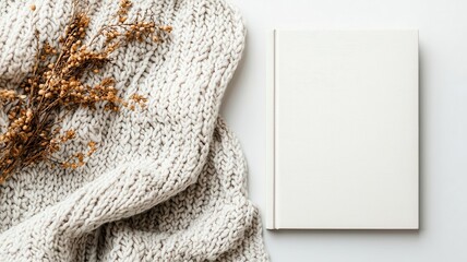 Fototapeta premium Paperback book mockup with customizable cover set against a cozy, soft background, Book mockup, warm setting, inviting design