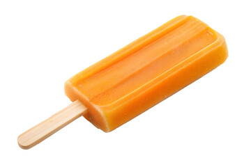 orange popsicle cut out. isolated on transparent background. Copy space.