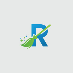 R cleaning logo, Cleaning service logo with Letter R