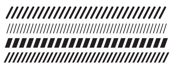 Slash line border, diagonal lines. Divider strip Tilt strip geometric abstract border. Diagonal grid. Geometric dashed tape