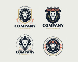 Set vintage king lion logo bundle template for corporate business