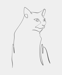 Minimalist line art of a cat's profile with graceful contours. Ideal for modern decor, tattoo designs, or pet-themed illustrations.