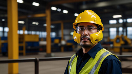 Employee a worker man working in industry factory Plan work in the system