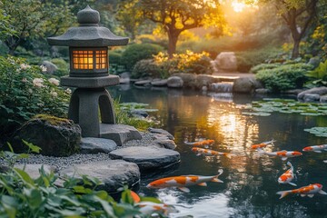 zen garden with stone
