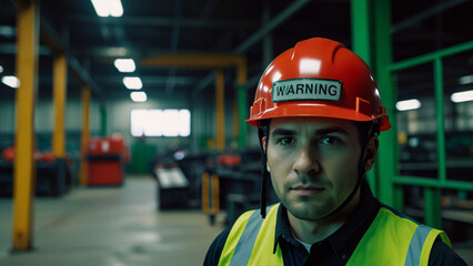 Fototapeta premium Employee a worker man working in industry factory Plan work in the system