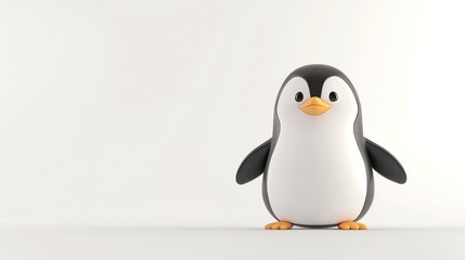 Obraz premium A cute cartoon penguin standing on a white background.