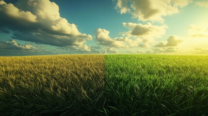 Concept of the grass is always greener on the other side