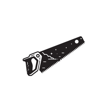 recommend clip art: Hand saw silhouette. Hand saw logo, icon vector design black and white.