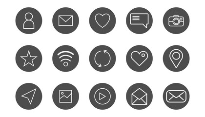 A collection of various icons featuring a heart symbol, an arrow, and an envelope design that conveys distinct meanings or messages