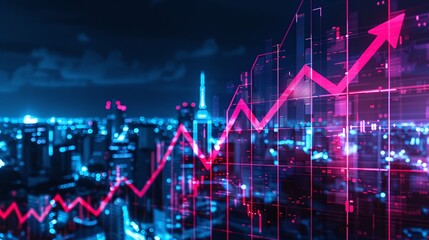 Real estate and property crisis. Dynamic city landscape with vibrant graphs representing growth and data analysis, showcasing modern financial progress.