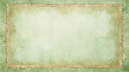 Obraz premium Watercolor textured borders on pale green background with faded beige center