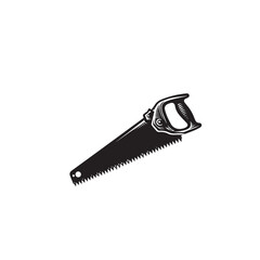 Hand saw silhouette. Hand saw logo, icon vector design black and white.