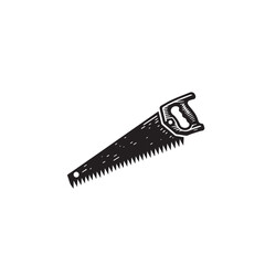 Obraz premium Hand saw silhouette. Hand saw logo, icon vector design black and white.