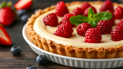 Summer Berry Tart Cityscape View Moonlit Forest