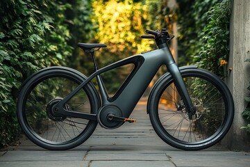 Fototapeta premium A modern electric bike with a sleek design and integrated battery system for urban commuting